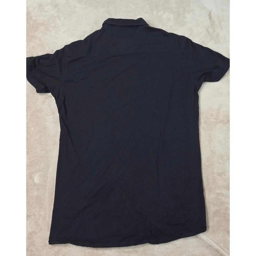 YoungLA Slim Fit Shirt Size Large Black  Button Up Cotton Short Sleeve Casual